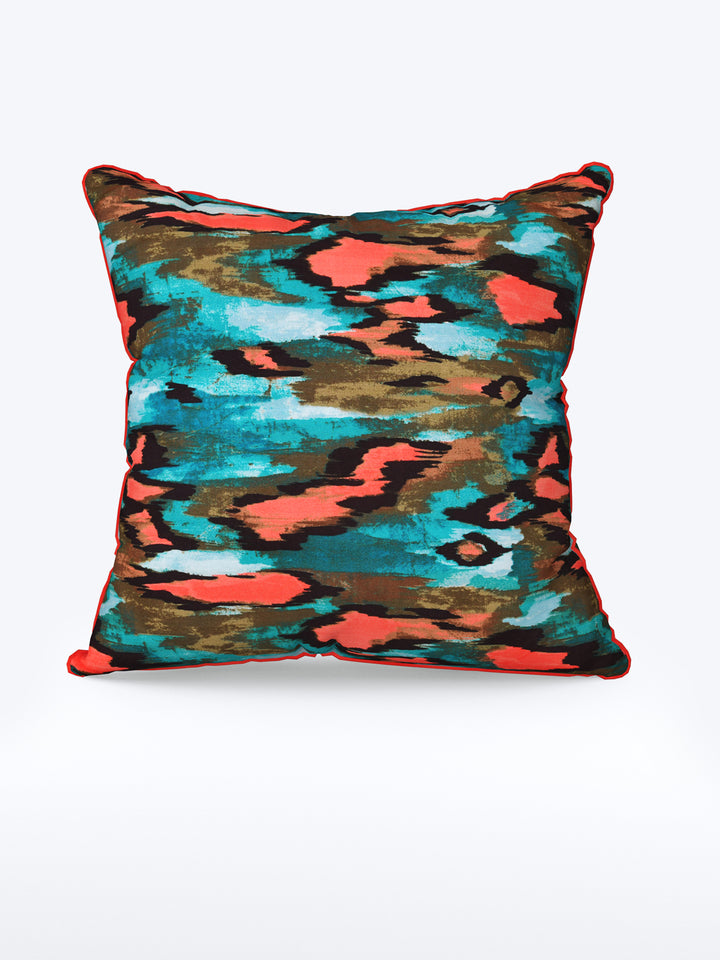 Cushion Covers Set of 2; Orange Aqua Abstract
