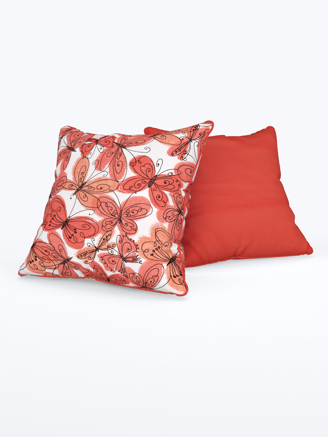 Cushion Covers Set of 2; Orange Butterfly