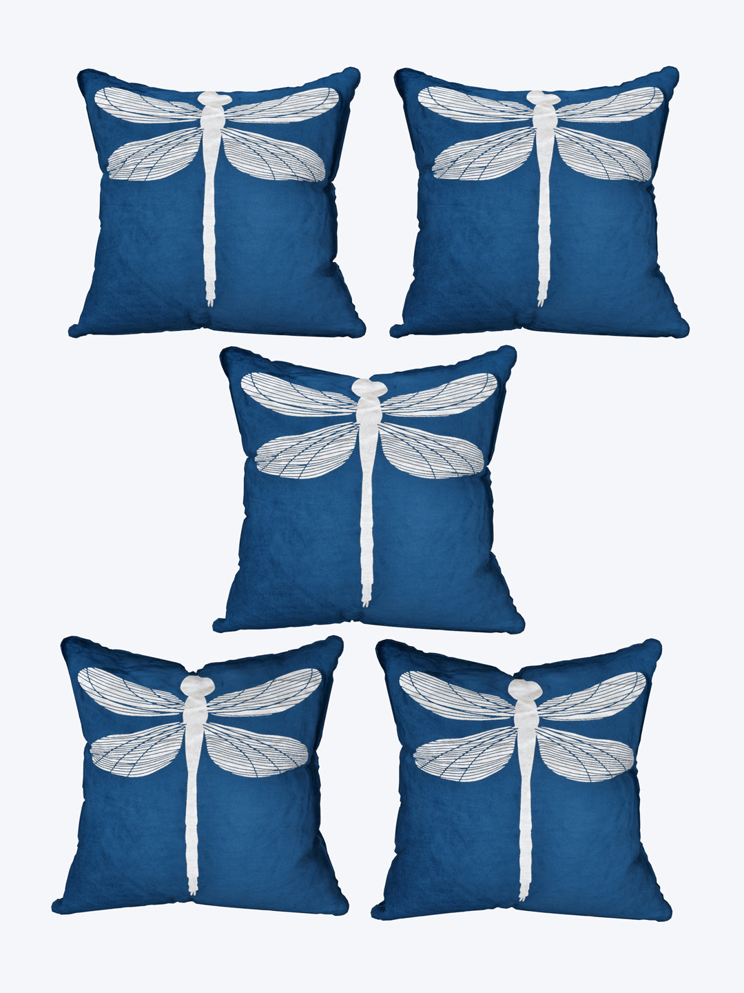 Velvet Cushion Covers; Set of 5; Butterfly On Blue