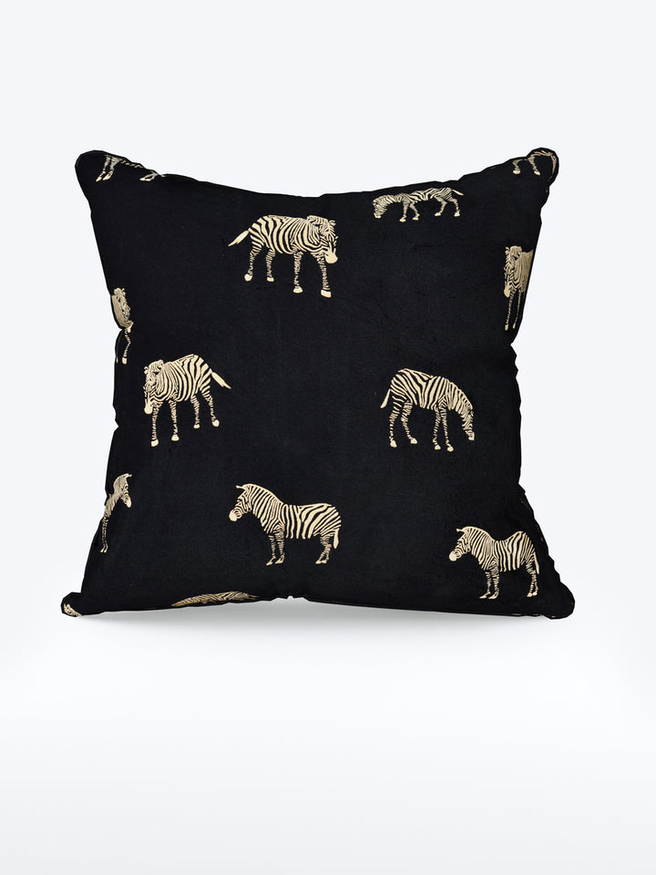 Velvet Cushion Covers; Set of 5; Zebra On Black