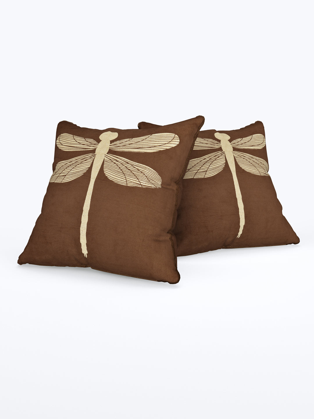 Velvet Cushion Covers; Set of 5; Butterfly On Brown