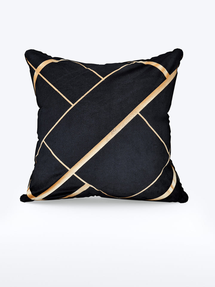 Velvet Cushion Covers; Set of 5; Geometric On Black
