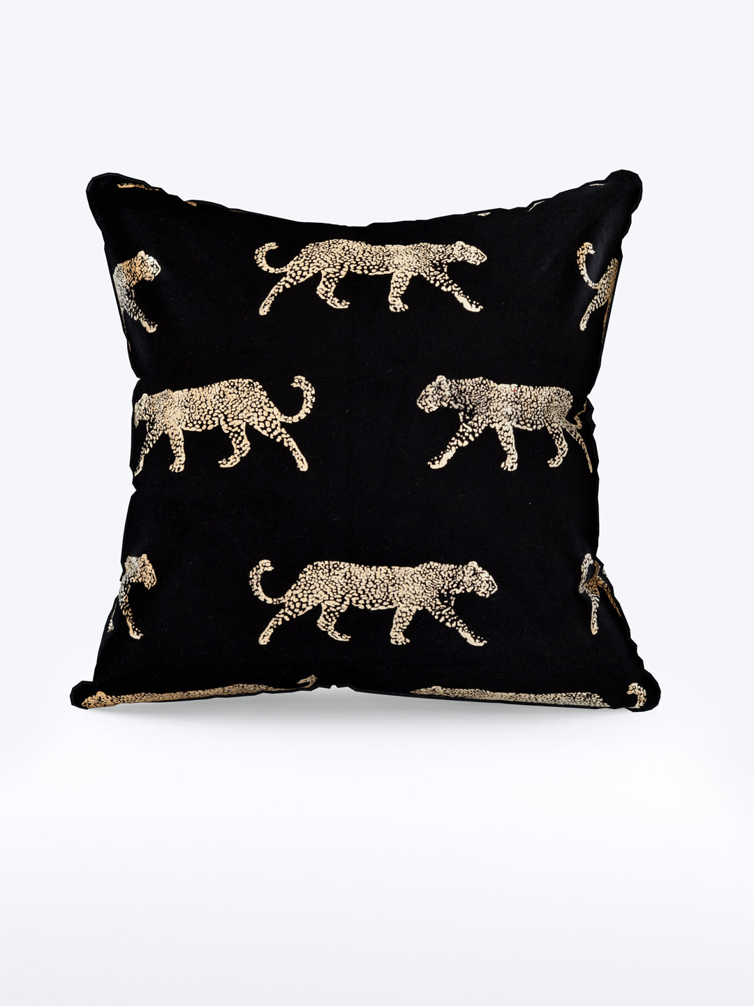 Velvet Cushion Covers; Set of 5; Leopard On Black