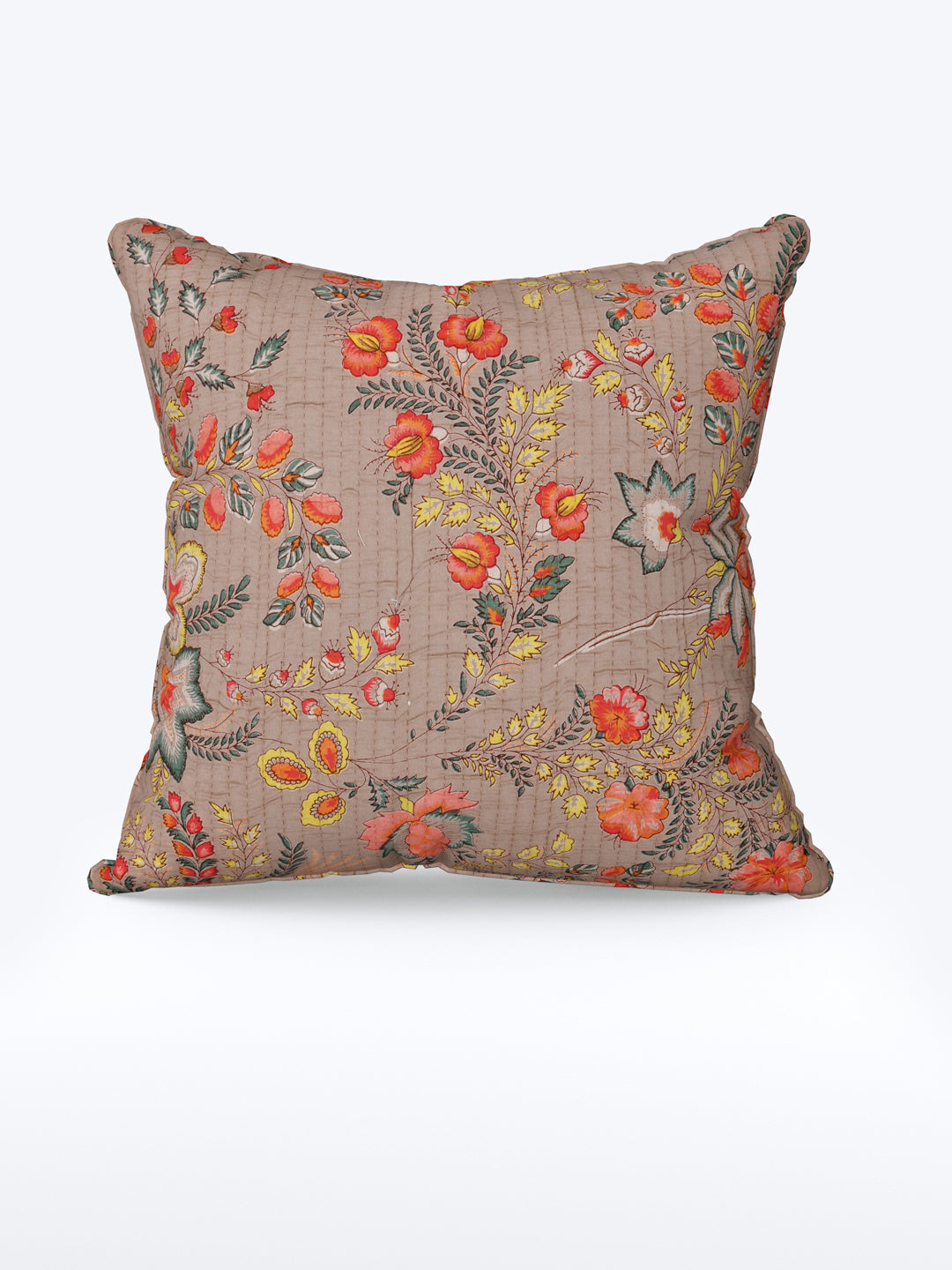 Cotton Cushion Covers; 16x16 Inches; Set of 5; Orange Flowers