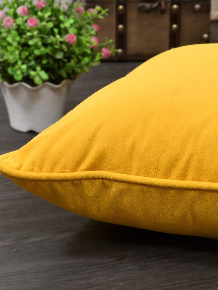 Velvet Cushion Covers; Set of 4; Amber Yellow