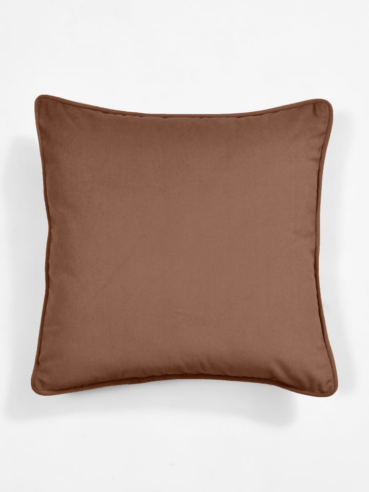 Velvet Cushion Covers; Set of 4; Caramel Brown