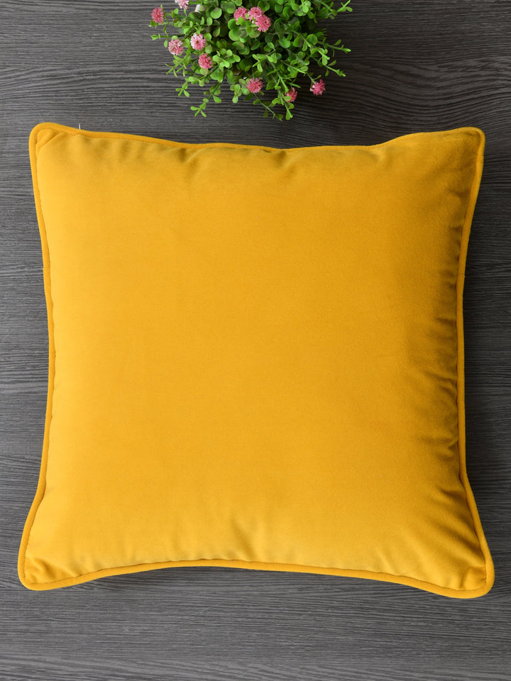Velvet Cushion Covers; Set of 3; Amber Yellow