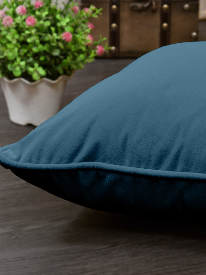 Velvet Cushion Covers; Set of 3; Aegean Blue