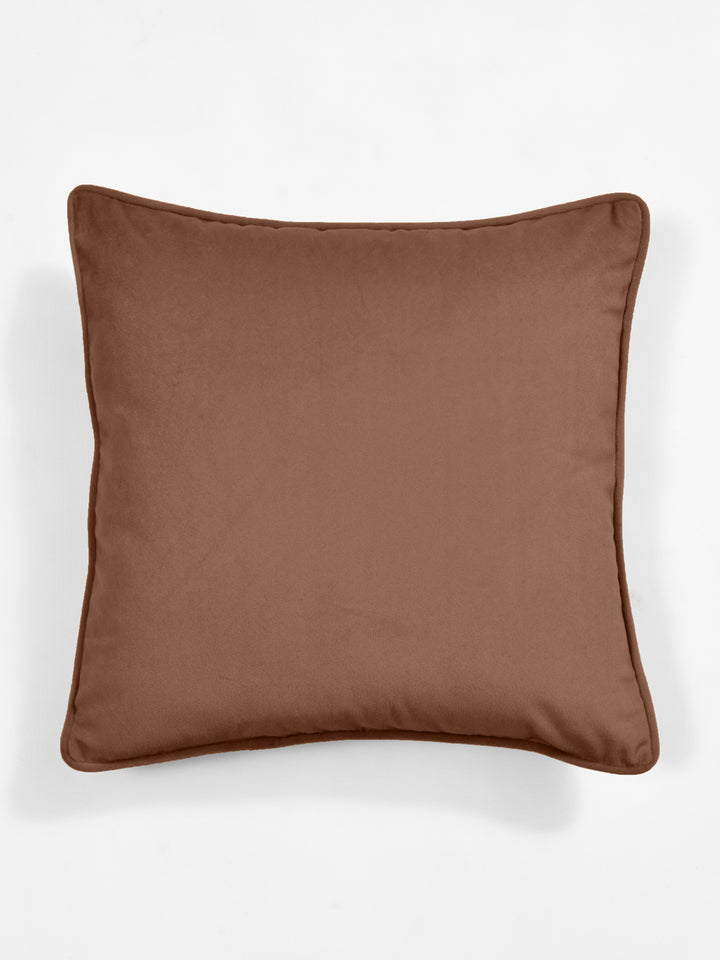 Velvet Cushion Covers; Set of 3; Caramel Brown
