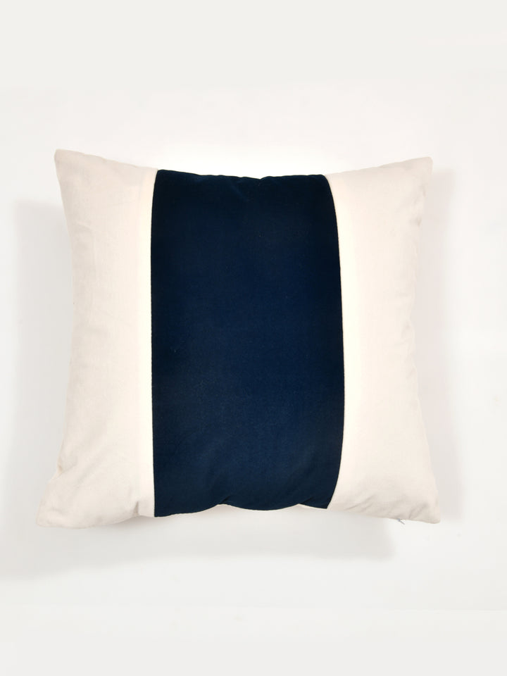 Velvet Cushion Covers; Set of 2; Blue & White Stripes
