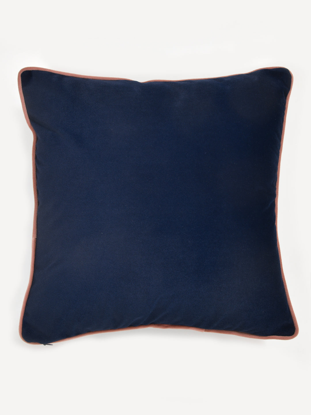 Velvet Cushion Covers; Set of 3; Blue With Pink Piping