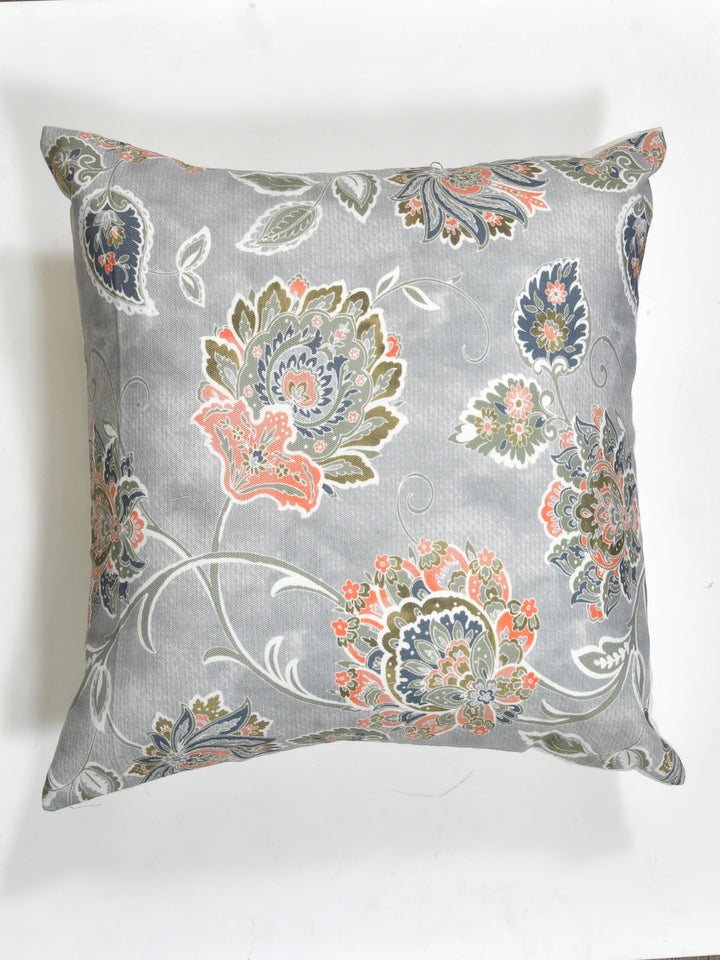 Cushion Covers Set Of 5; Flowers On Grey