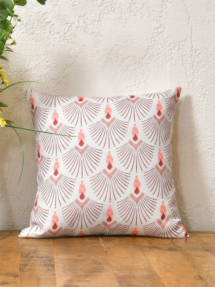 Cushion Covers Set Of 5; Peach On White