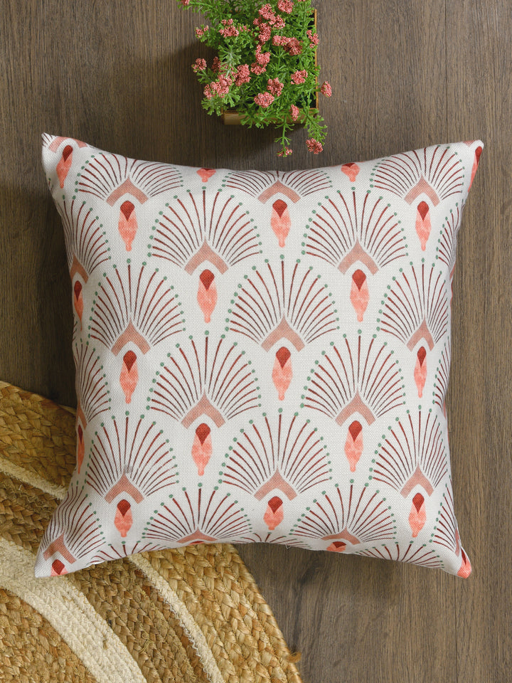 Cushion Covers Set Of 5; Peach On White