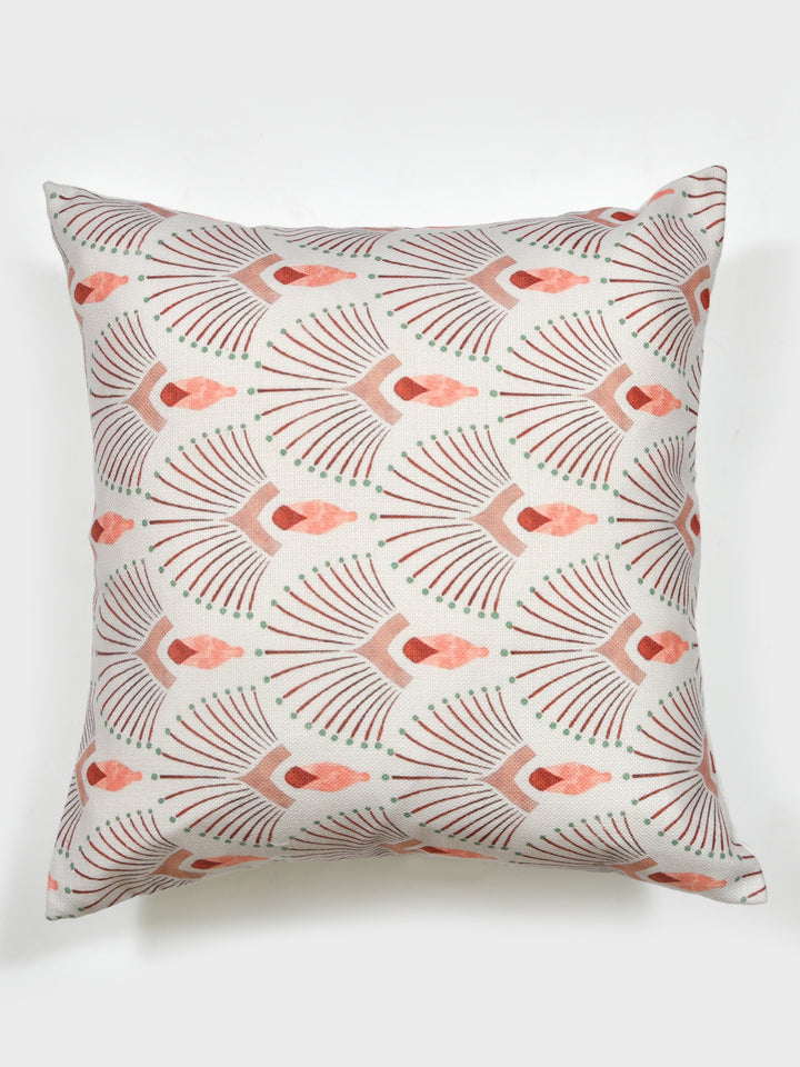 Cushion Covers Set Of 5; Peach On White