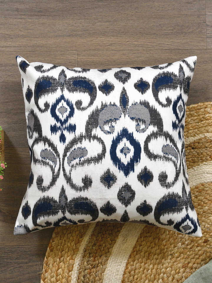 Cushion Covers Set Of 5; Blue Grey On White