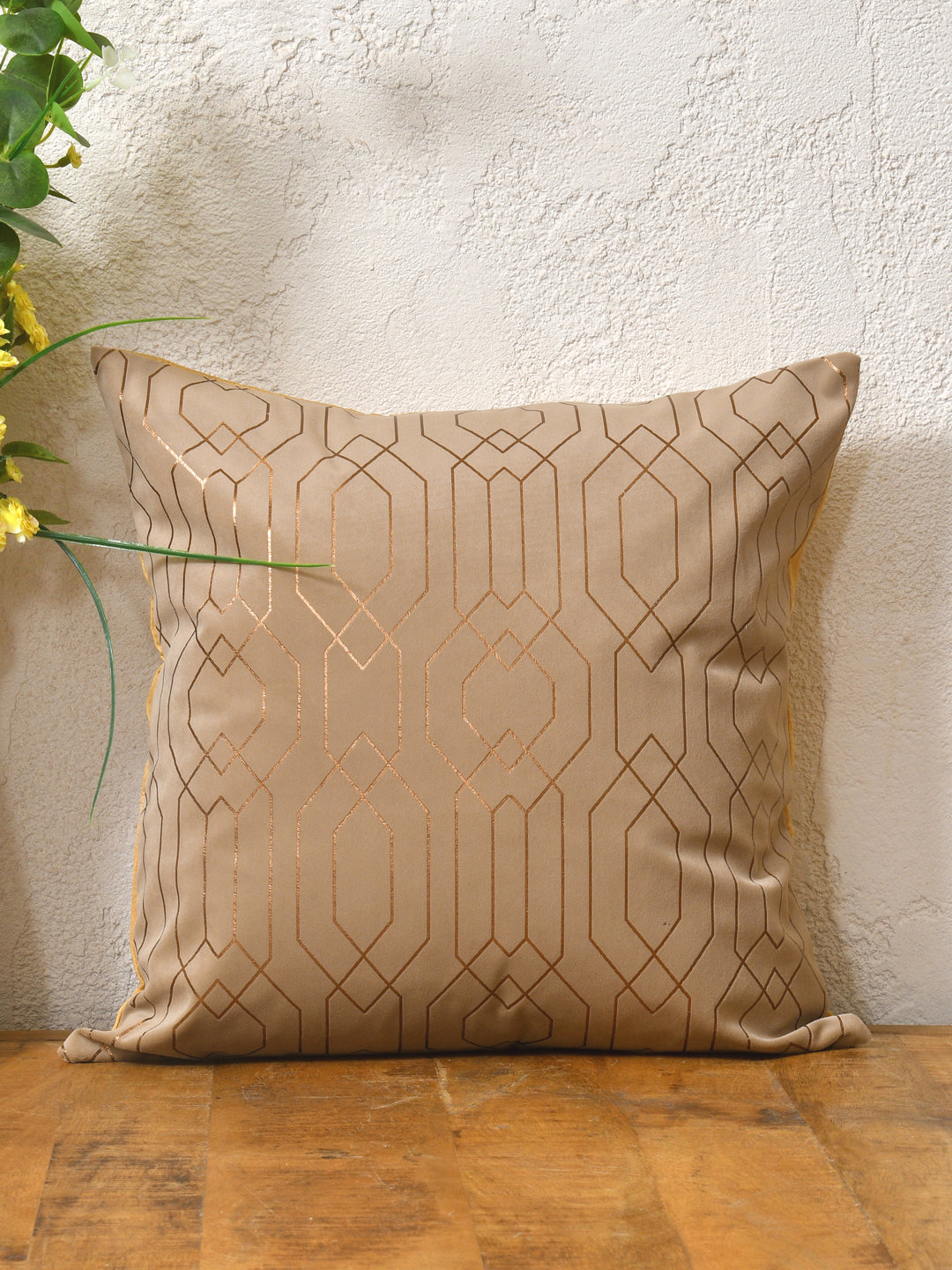 Cushion Covers Set Of 5; Golden On Taupe