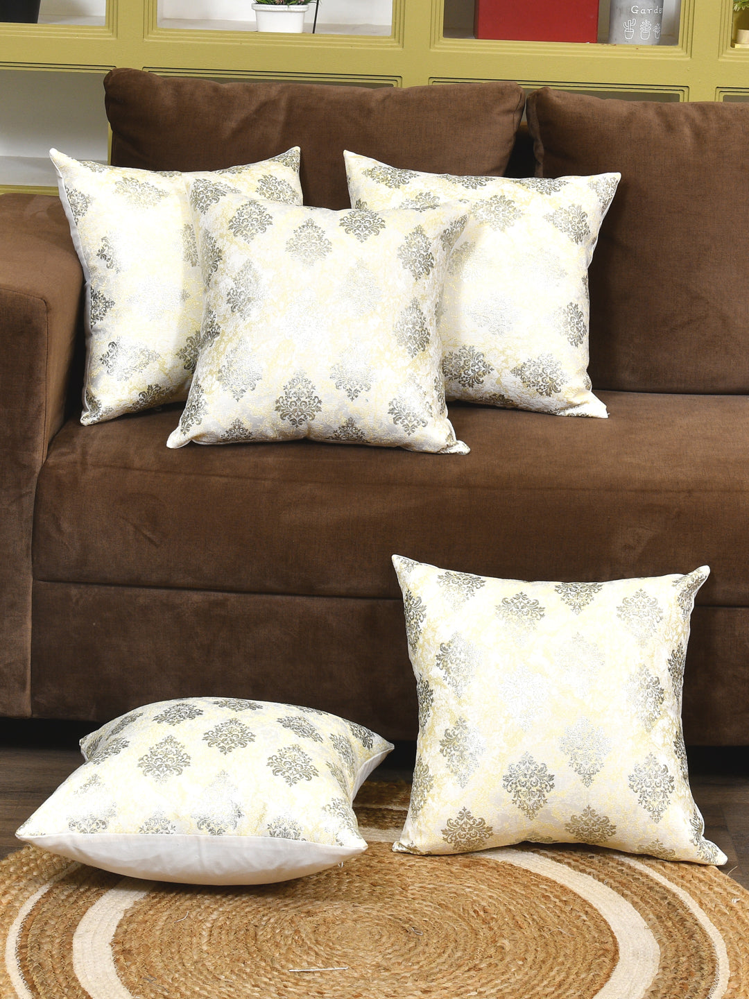 Cushion Covers Set Of 5; Silver Paisley
