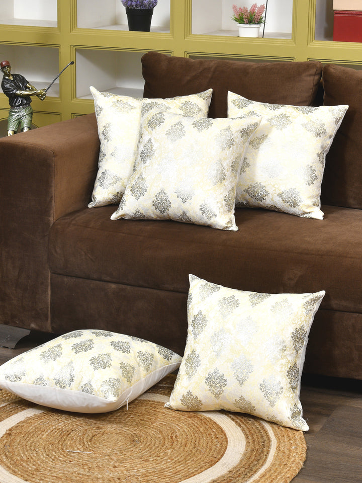 Cushion Covers Set Of 5; Silver Paisley