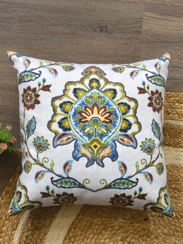 Cushion Covers Set Of 5; Green & Brown Flowers