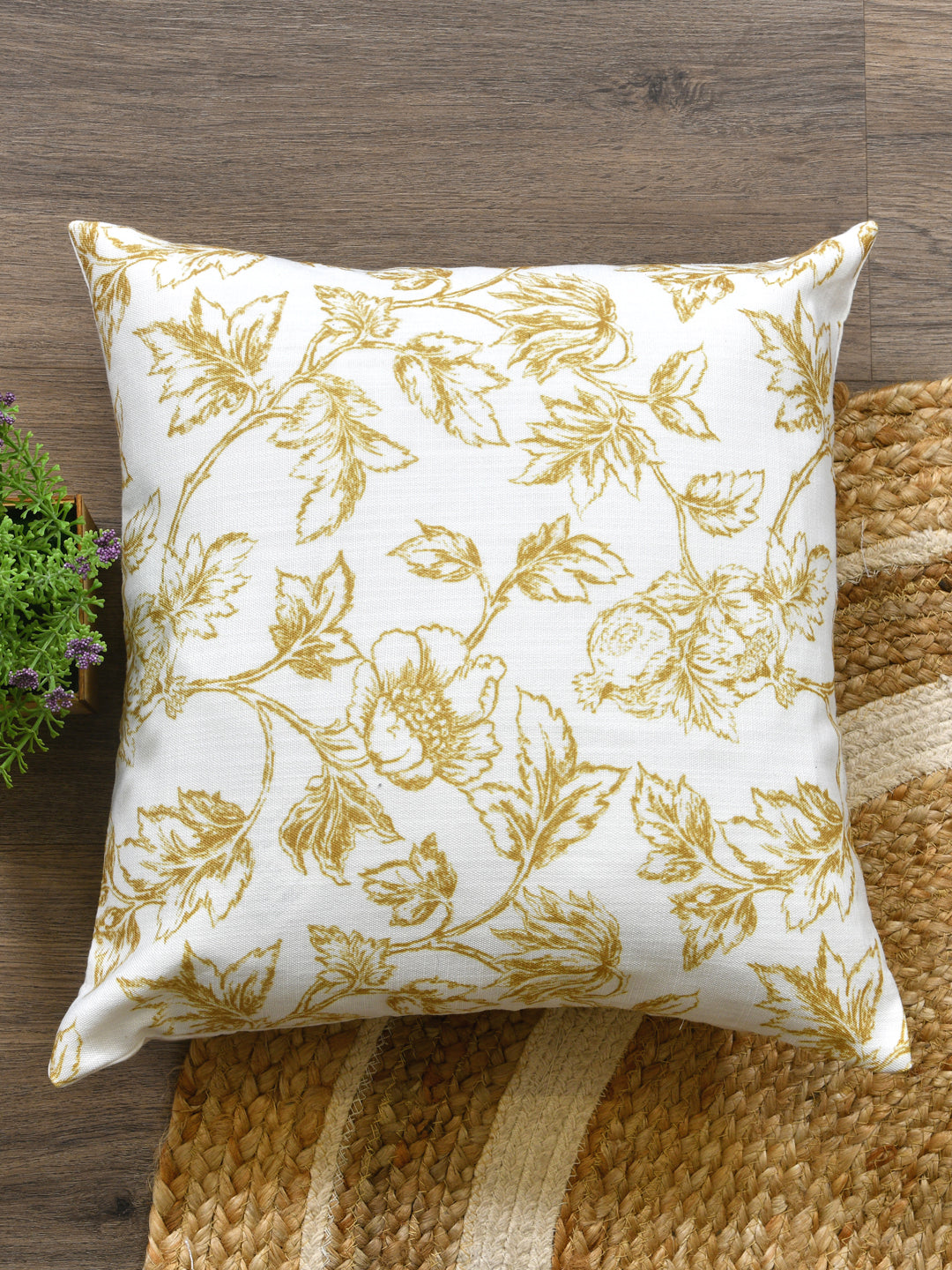 Cushion Covers Set Of 5; Yellow Flowers