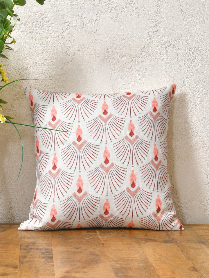 Cushion Covers Set Of 2; Peach On White