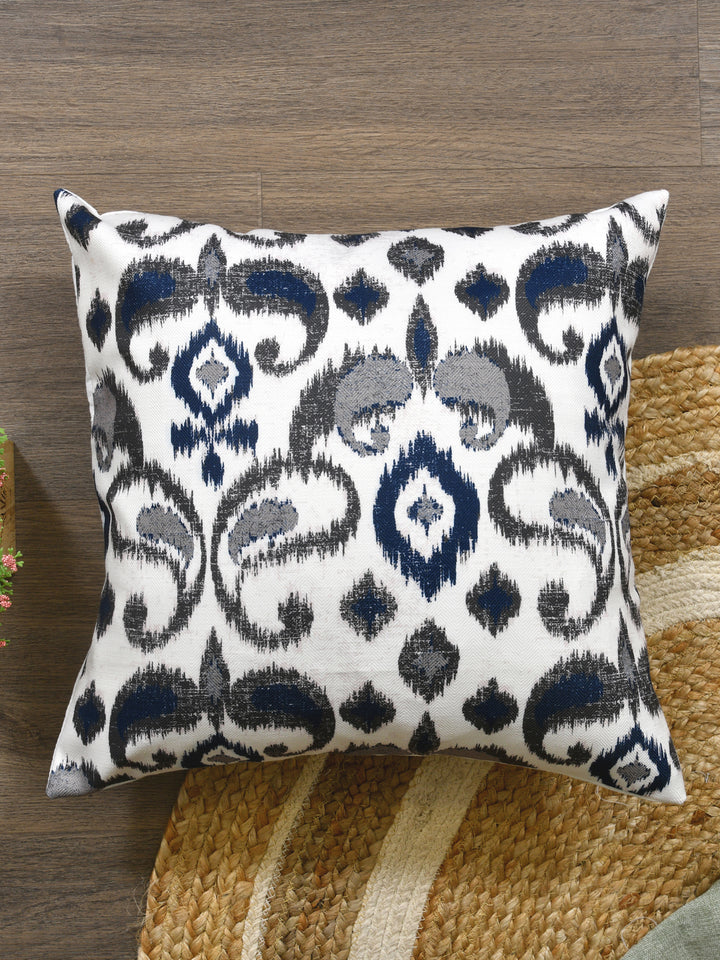 Cushion Covers Set Of 2; Blue Grey On White