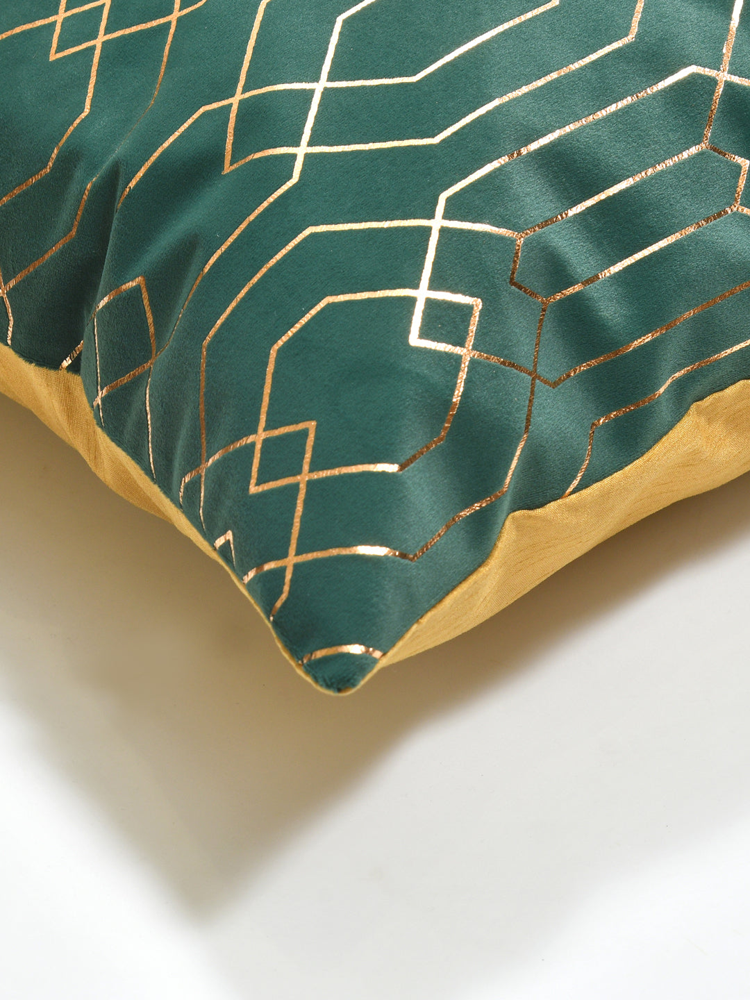 Cushion Covers Set Of 2; Golden On Green