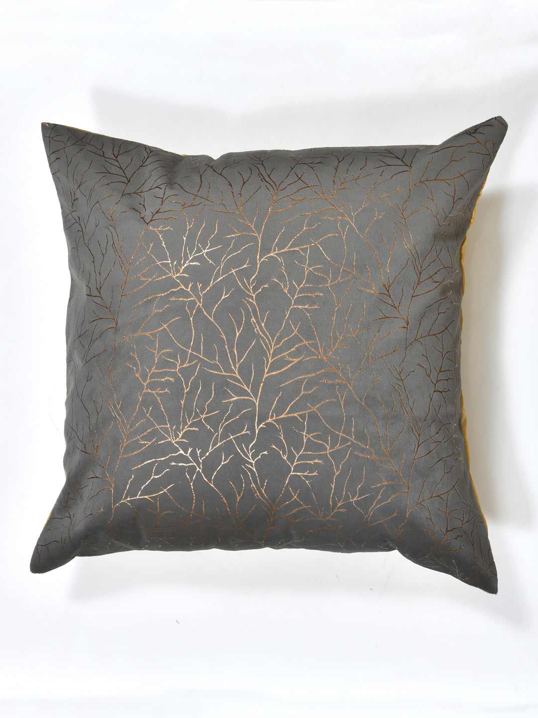 Cushion Covers Set Of 2; Golden On Grey