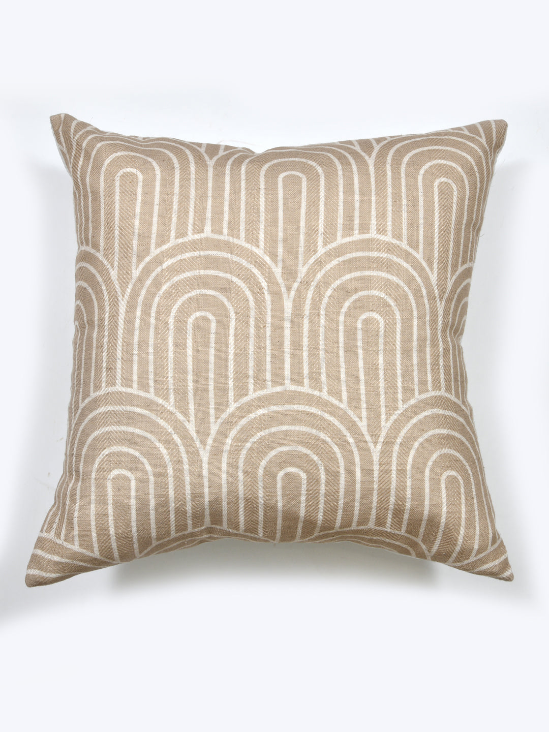 Cushion Covers Set Of 2; White Brown Arc