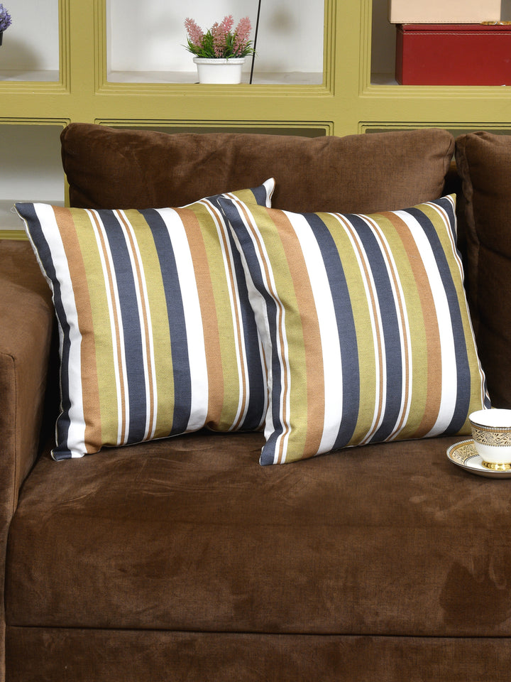 Cushion Covers Set Of 2; Multicolor Stripes