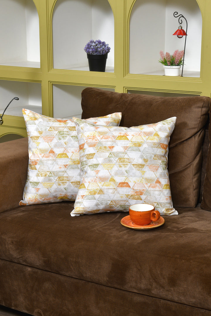 Cushion Covers Set Of 2; Multicolor Triangles