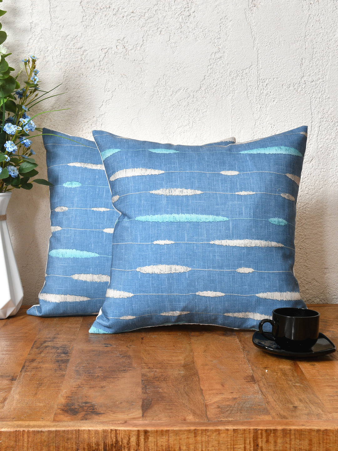 Cushion Covers Set Of 2; Denim Blue