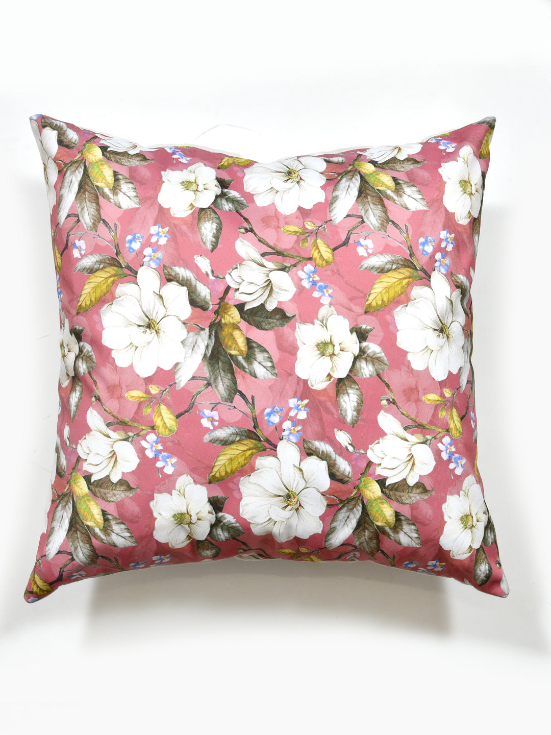 Cushion Covers Set Of 2; White Flowers On Pink