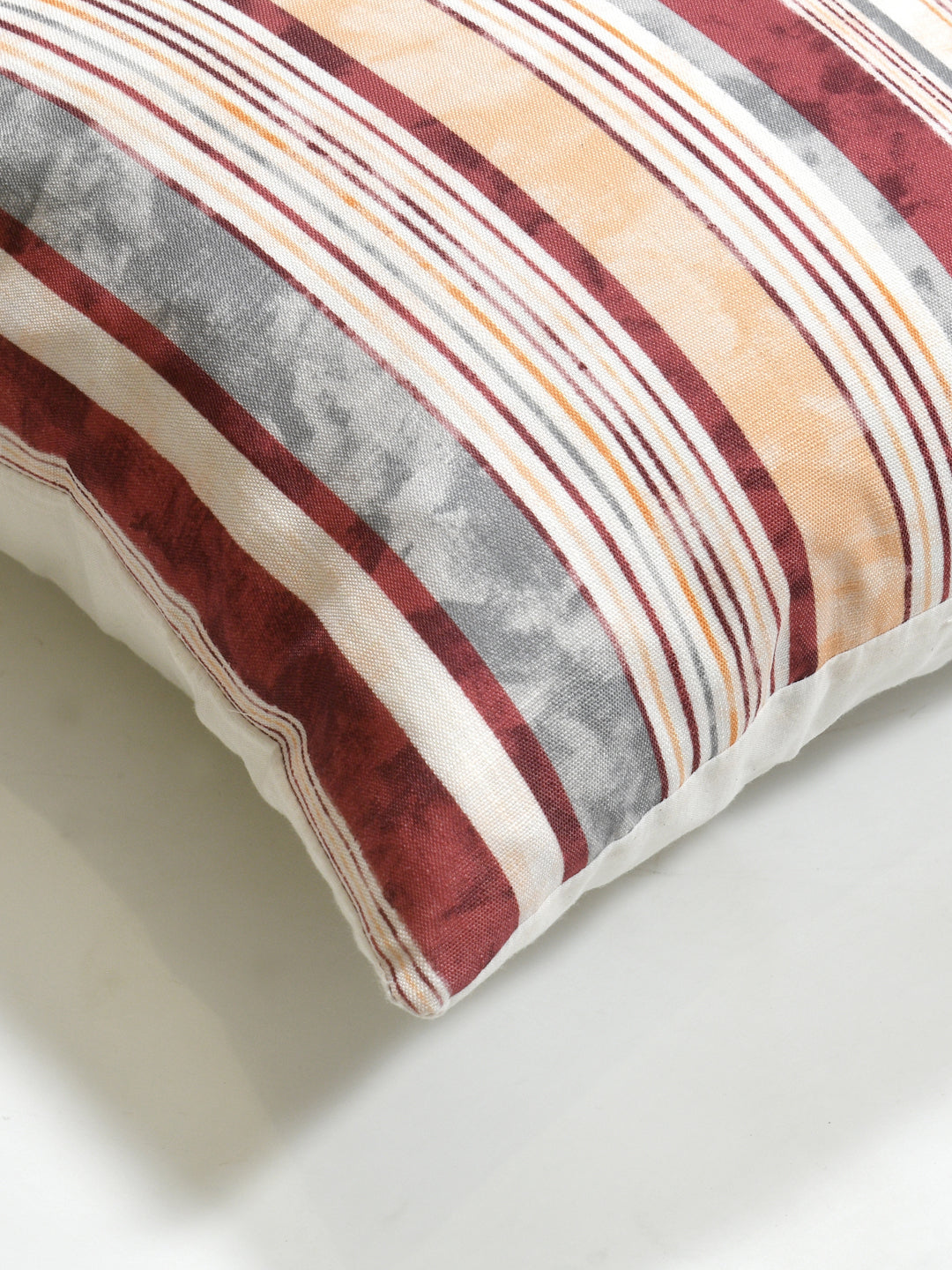 Cushion Covers Set Of 2; Maroon Grey Stripes