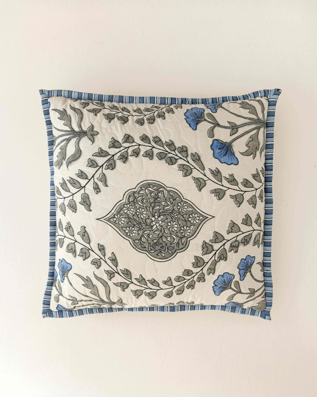 The Home Story Premium Cotton Decorative Quilted Cushion Covers For Sofa Living Room ; Set Of 5; 16x16 Inches; Petal Dreams