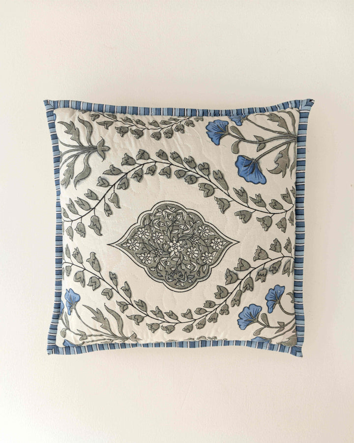 The Home Story Premium Cotton Decorative Quilted Cushion Covers For Sofa Living Room ; Set Of 5; 16x16 Inches; Petal Dreams