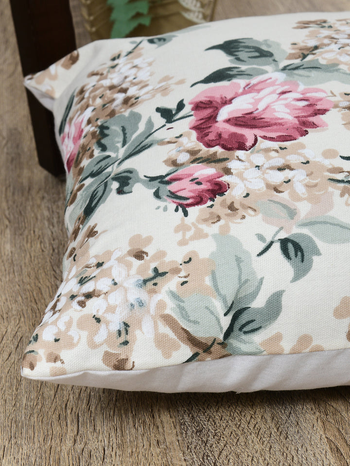 The Home Story Premium Duck Cotton Decorative Throw Cushion Covers For Sofa Living Room ; Set Of 5; 16x16 Inches; Vivid Blossom