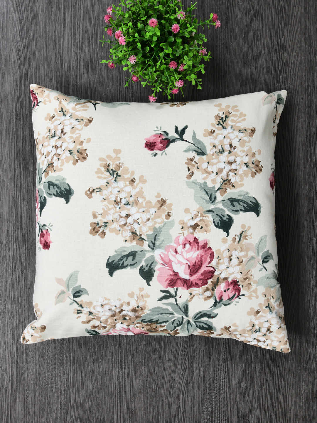 The Home Story Premium Duck Cotton Decorative Throw Cushion Covers For Sofa Living Room ; Set Of 5; 16x16 Inches; Vivid Blossom