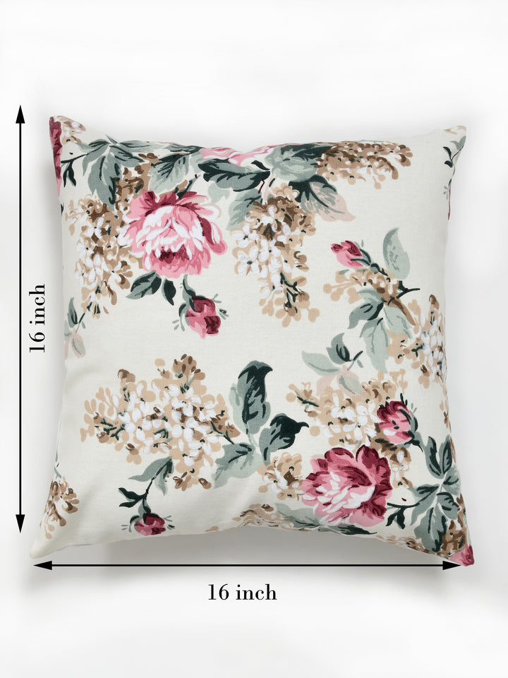 The Home Story Premium Duck Cotton Decorative Throw Cushion Covers For Sofa Living Room ; Set Of 5; 16x16 Inches; Vivid Blossom