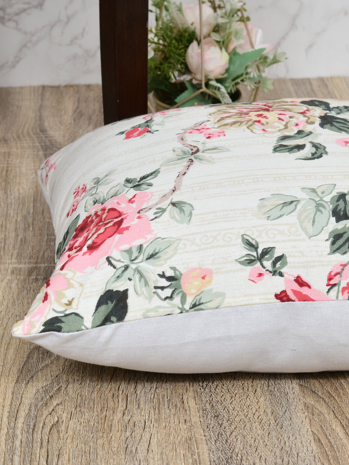The Home Story Premium Duck Cotton Decorative Throw Cushion Covers For Sofa Living Room ; Set Of 5; 16x16 Inches; Floral Nest