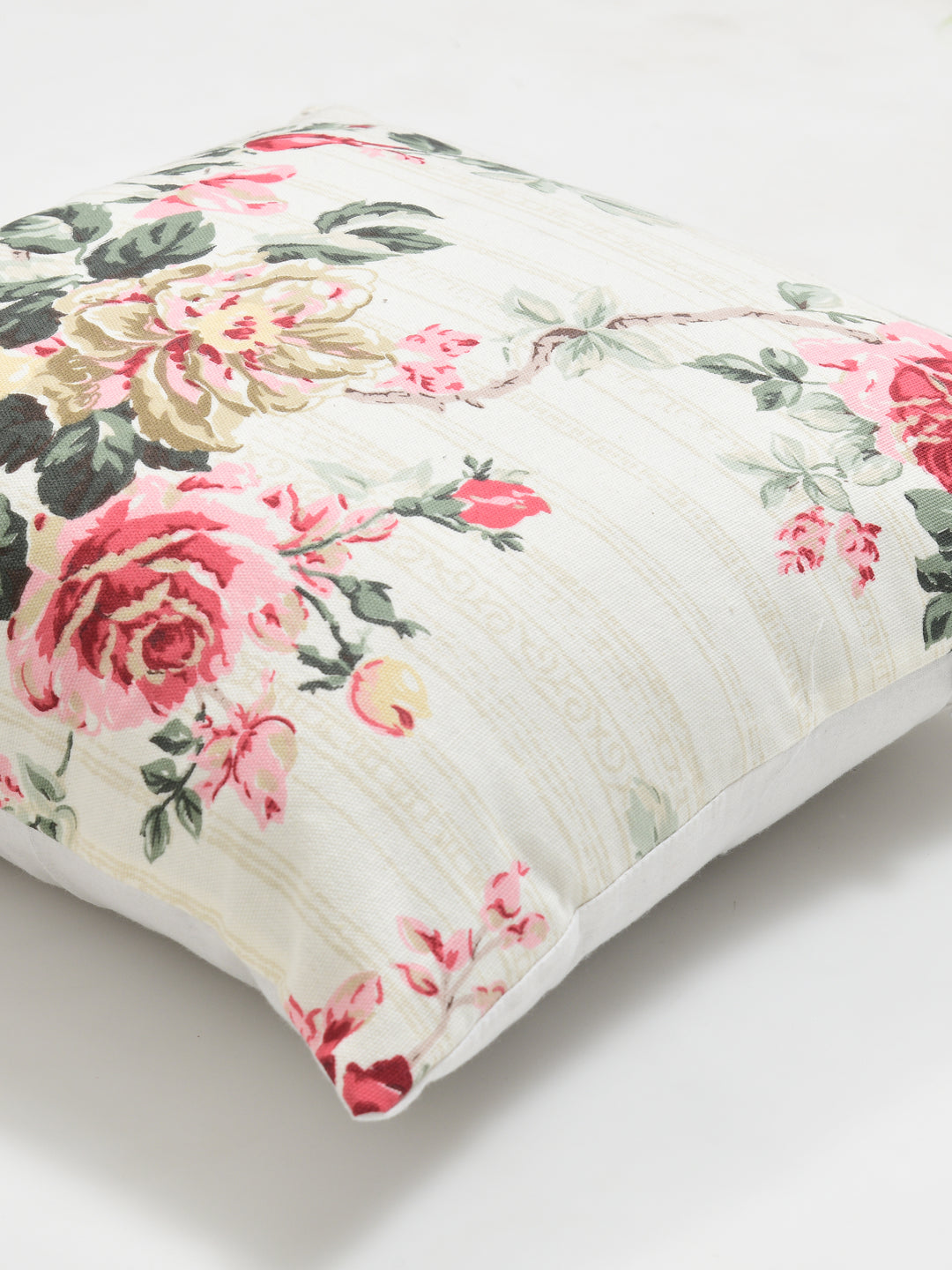 The Home Story Premium Duck Cotton Decorative Throw Cushion Covers For Sofa Living Room ; Set Of 5; 16x16 Inches; Floral Nest