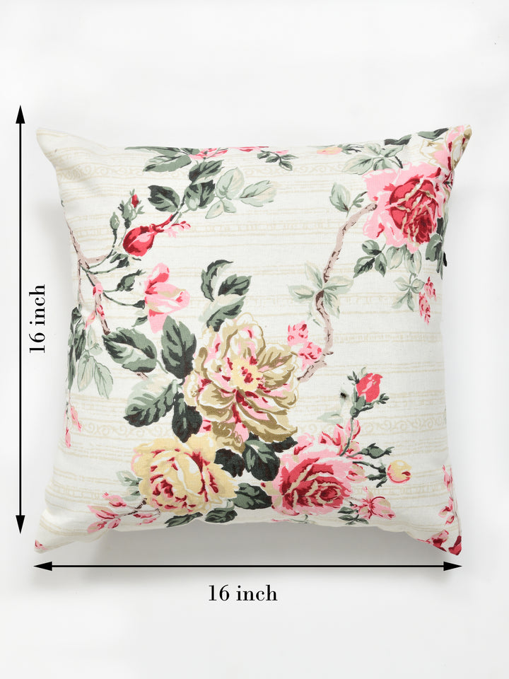 The Home Story Premium Duck Cotton Decorative Throw Cushion Covers For Sofa Living Room ; Set Of 5; 16x16 Inches; Floral Nest
