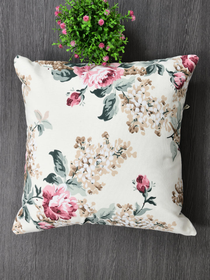 The Home Story Premium Duck Cotton Decorative Throw Cushion Covers For Sofa Living Room ; Set Of 5; 16x16 Inches; Floral Nest