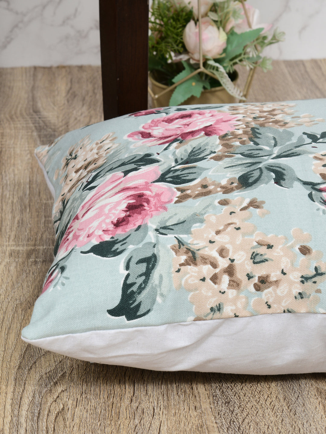 The Home Story Premium Duck Cotton Decorative Throw Cushion Covers For Sofa Living Room ; Set Of 2; 16x16 Inches; Floral Embrace