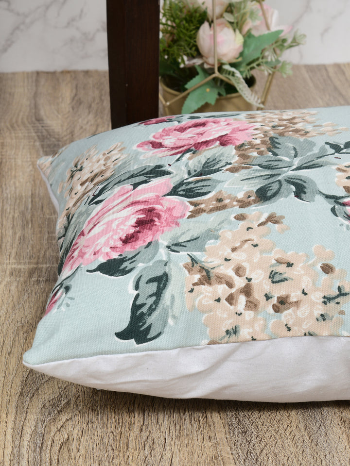 The Home Story Premium Duck Cotton Decorative Throw Cushion Covers For Sofa Living Room ; Set Of 2; 16x16 Inches; Floral Embrace