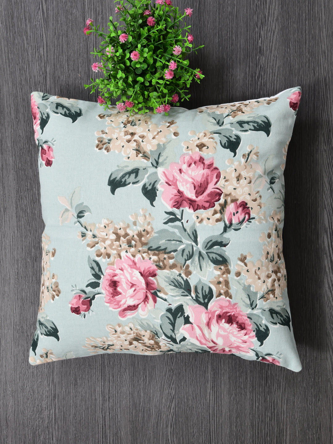 The Home Story Premium Duck Cotton Decorative Throw Cushion Covers For Sofa Living Room ; Set Of 2; 16x16 Inches; Floral Embrace