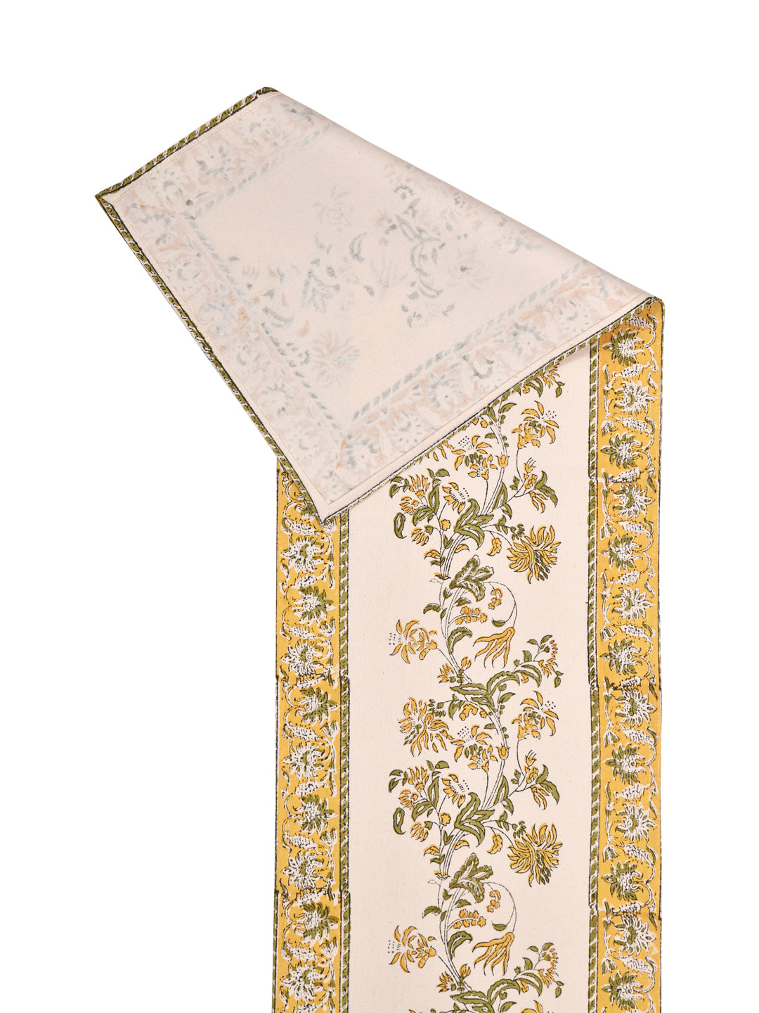 Table Runner; 13x70 Inches; Yellow Green Leaves