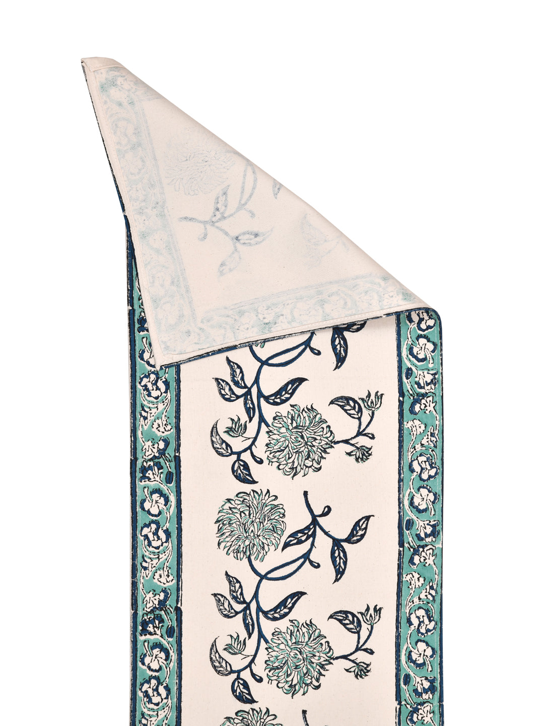 Table Runner; 13x70 Inches; Blue Flowers