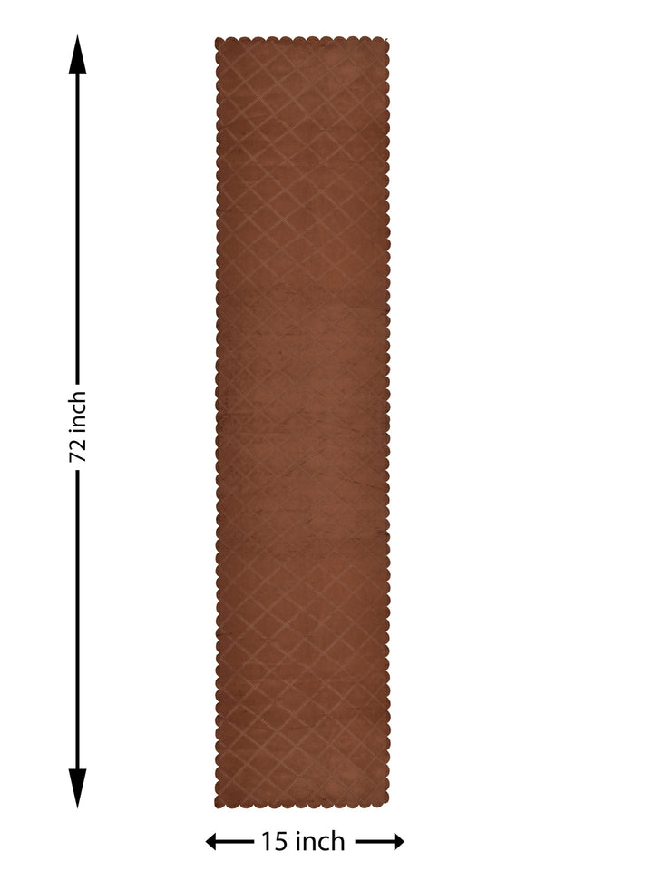 Table Runner; 15x72 Inches; Quilted Coffee Brown